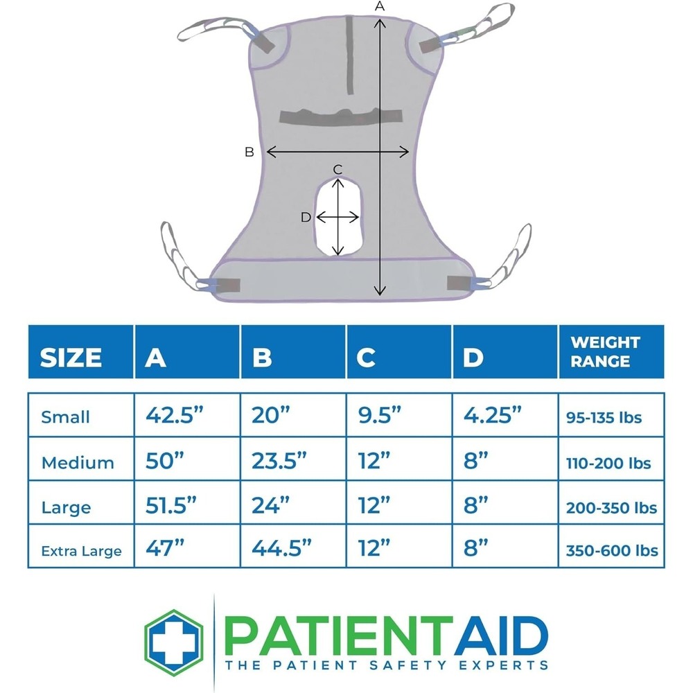 Patient Aid Large Mesh Patient Lift Sling Full Body Commode 350lb Transfer - Picture 10 of 12